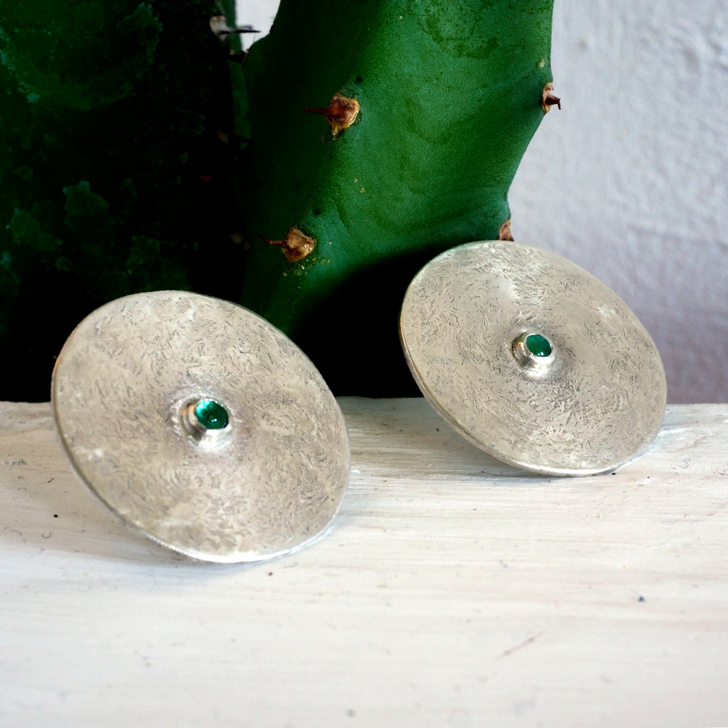 BOUCLES D'OREILLES PALENQUE - Argent 925 et Emeraude