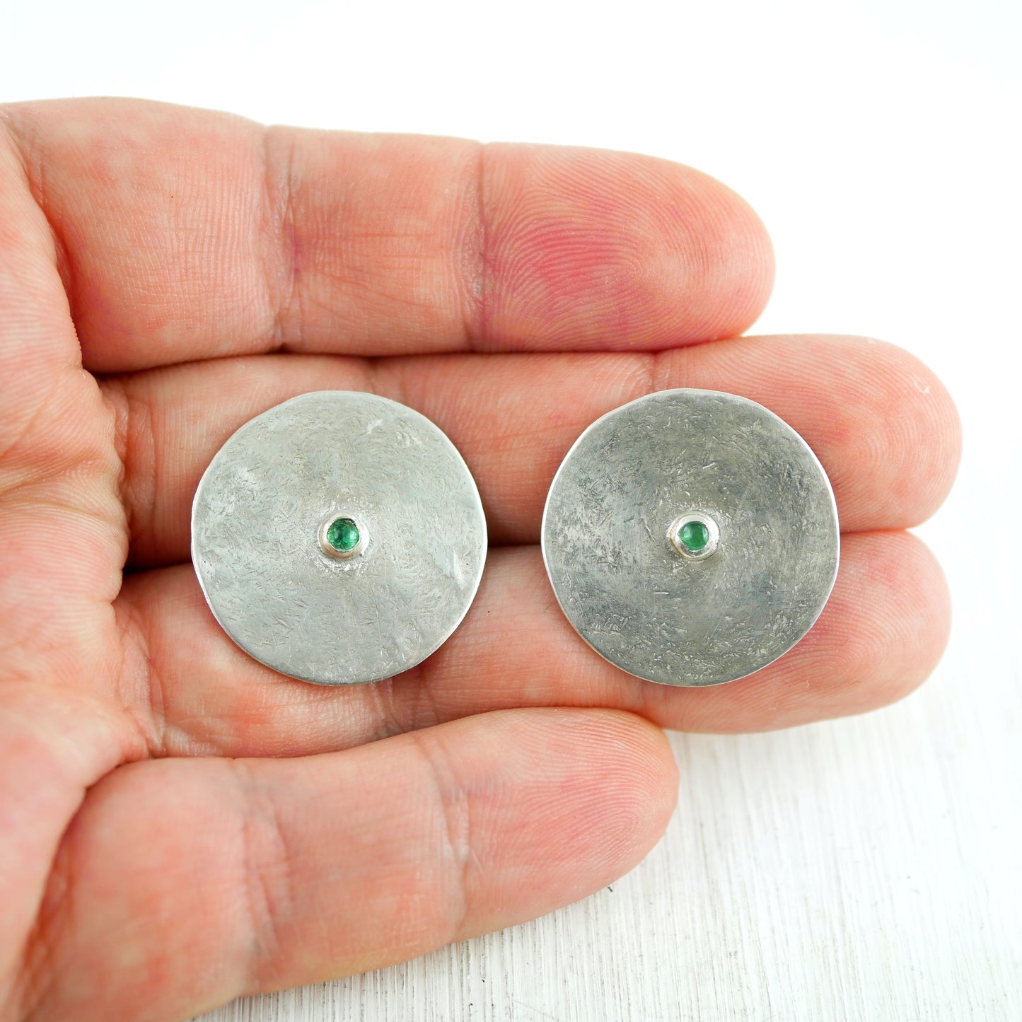 BOUCLES D'OREILLES PALENQUE - Argent 925 et Emeraude