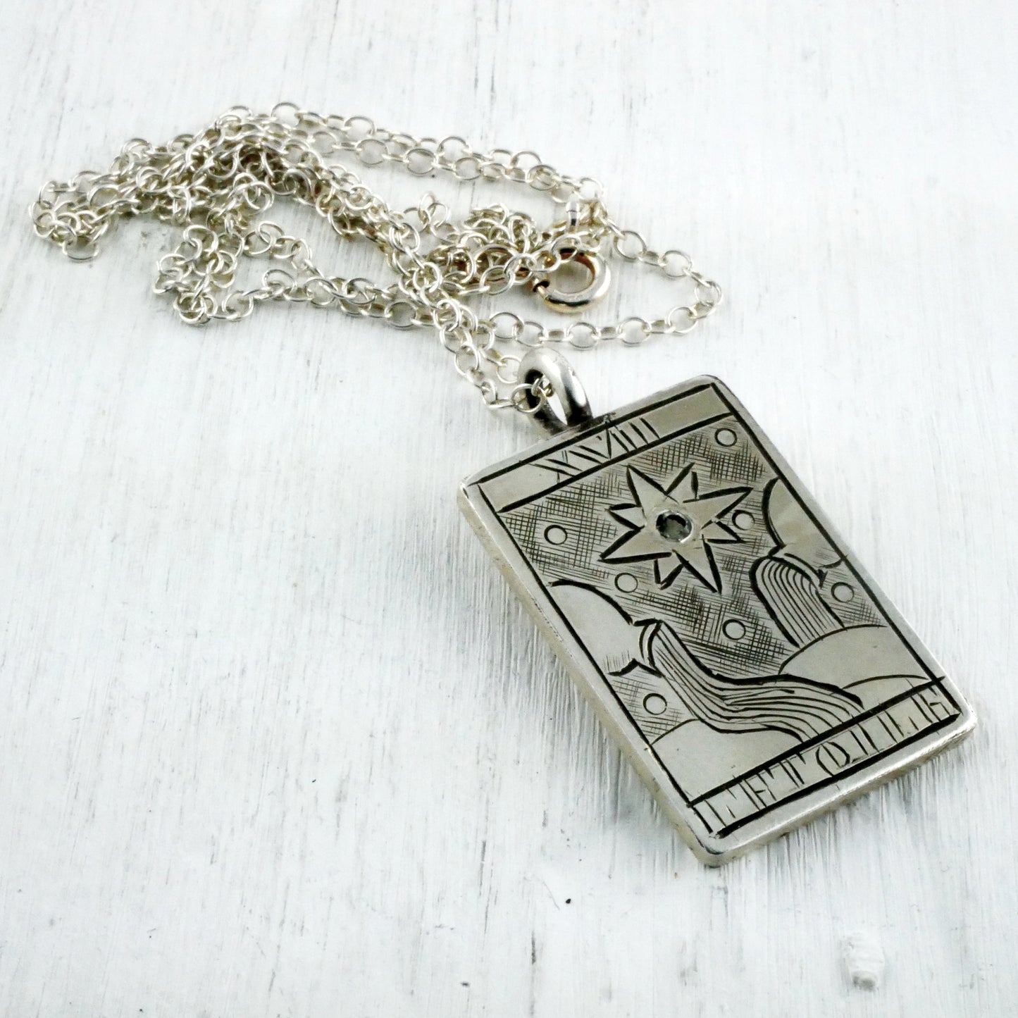 PENDENTIF TAROT : L'ETOILE - Argent 925, Tourmaline