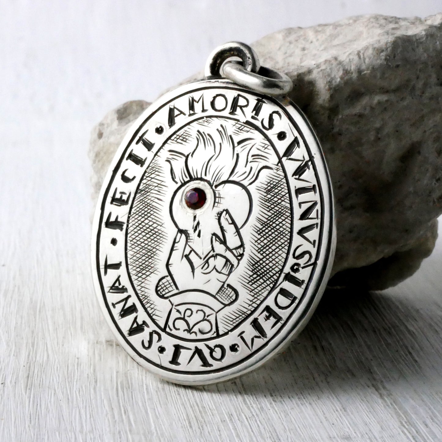 MEDAILLON AMORIS - Argent 925, Grenat