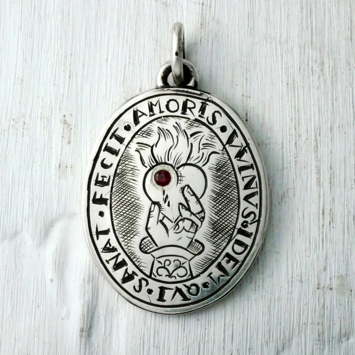 MEDAILLON AMORIS - Argent 925, Grenat