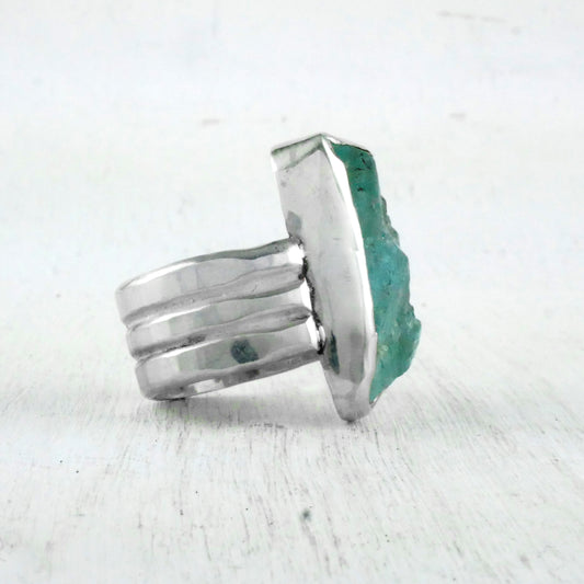 BAGUE SANTORINI - Argent & Aigue Marine