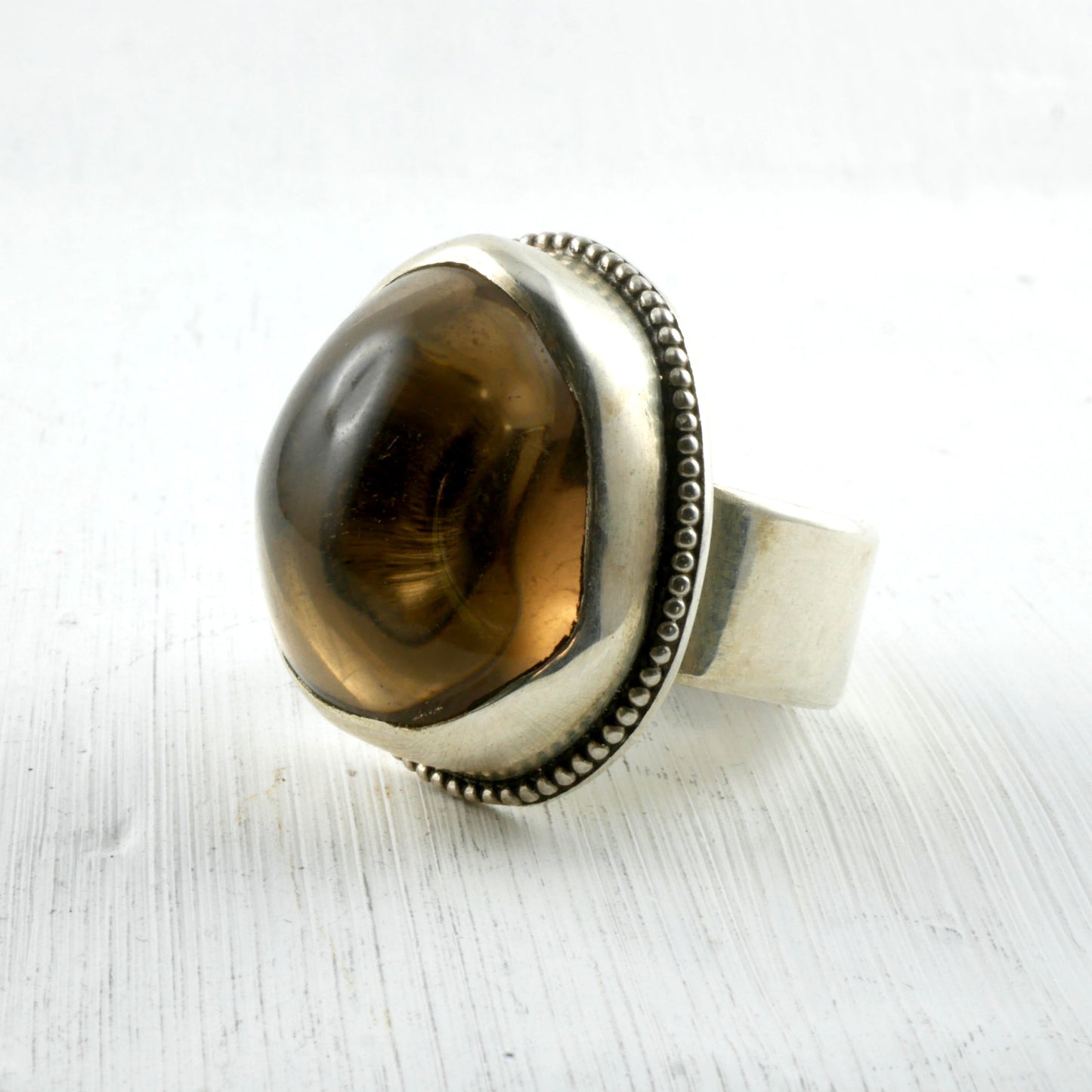 BAGUE ARAKAN - Argent & Quartz fumé Thalisman