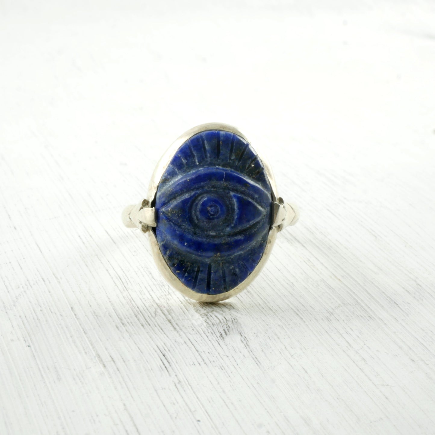 Bague mauvais œil en Lapis lazuli et Argent 925 Thalisman