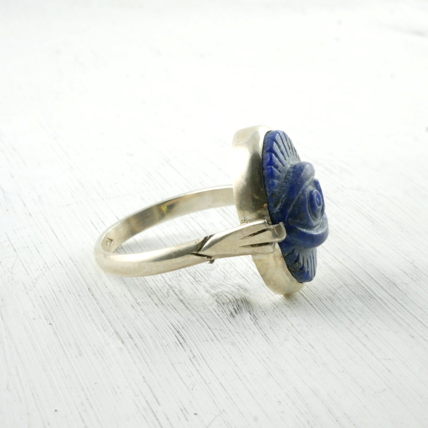 Bague mauvais œil en Lapis lazuli et Argent 925 Thalisman coté