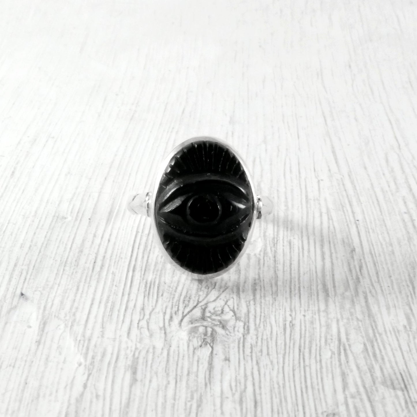 Bague mauvais œil en onyx noir et Argent 925 Thalisman