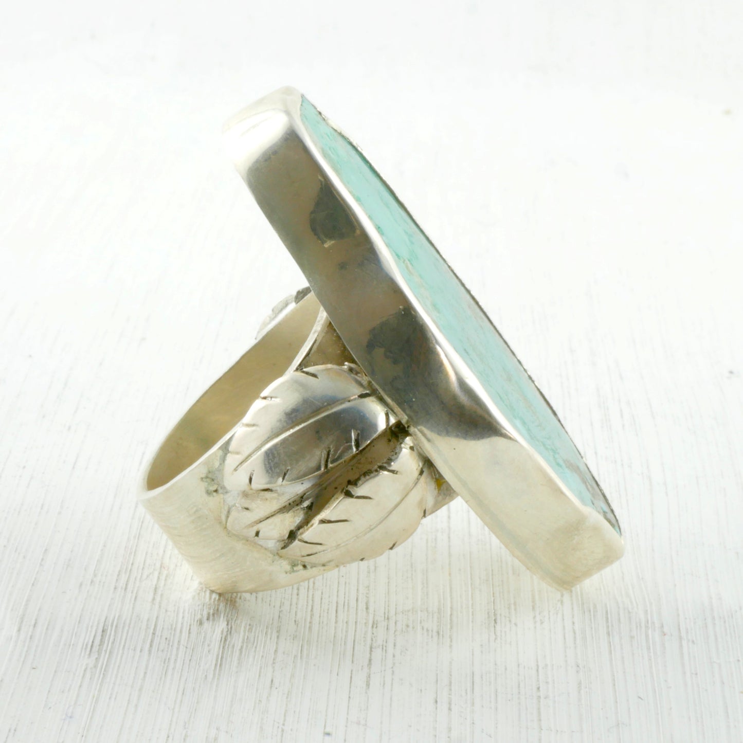 Bague en argent et turquoise brute coté Thalisman