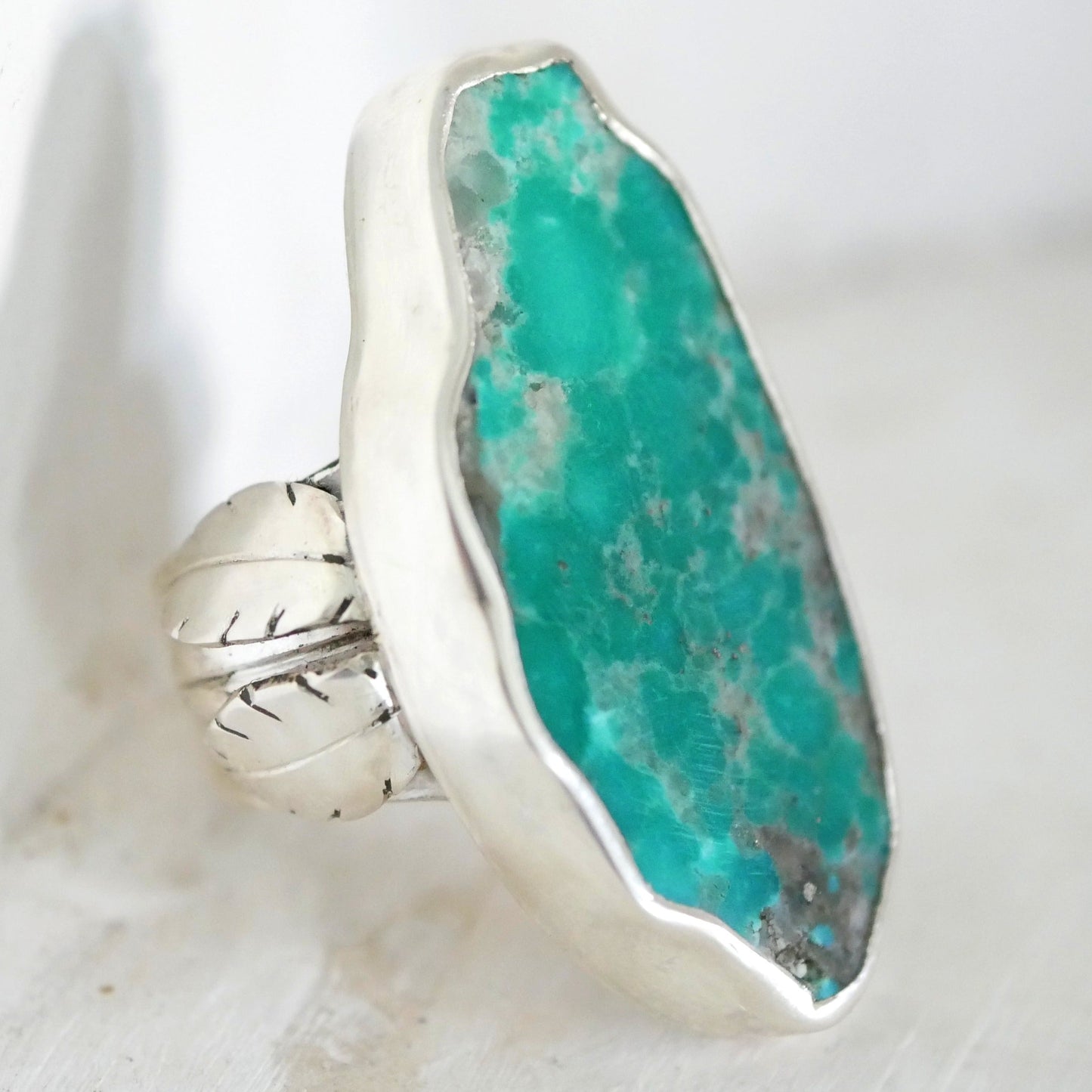 Bague en argent et turquoise brute Thalisman