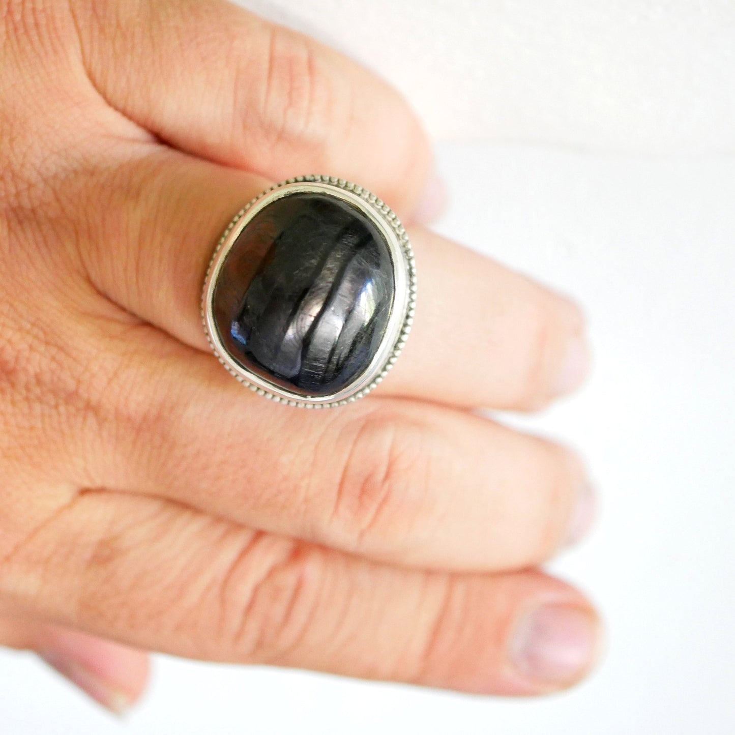 BAGUE SELAMIUT - Argent & Hypersthène Thalisman