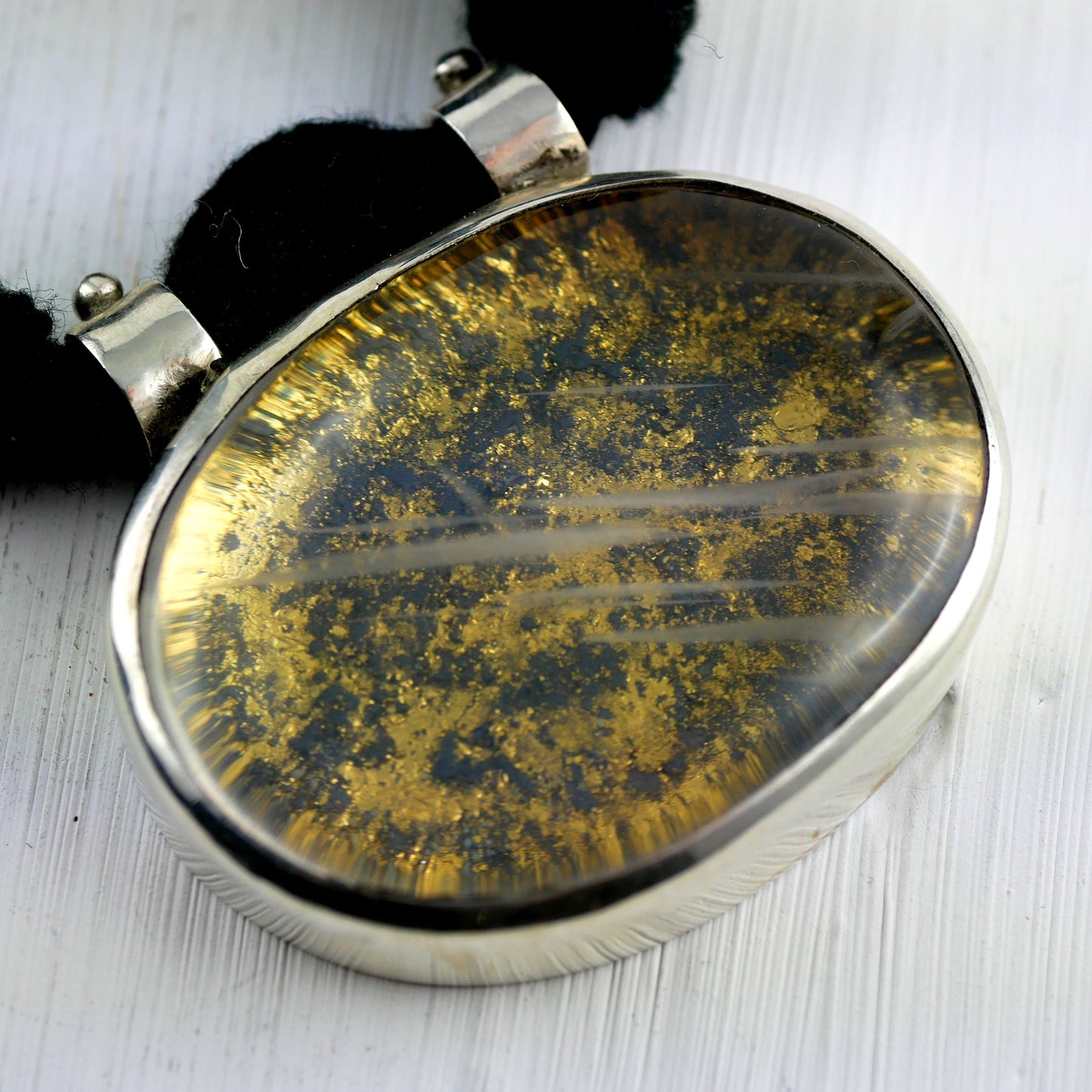 COLLIER HYADES - Argent 925, Cristal, Feuille d'or et Coton Thalisman