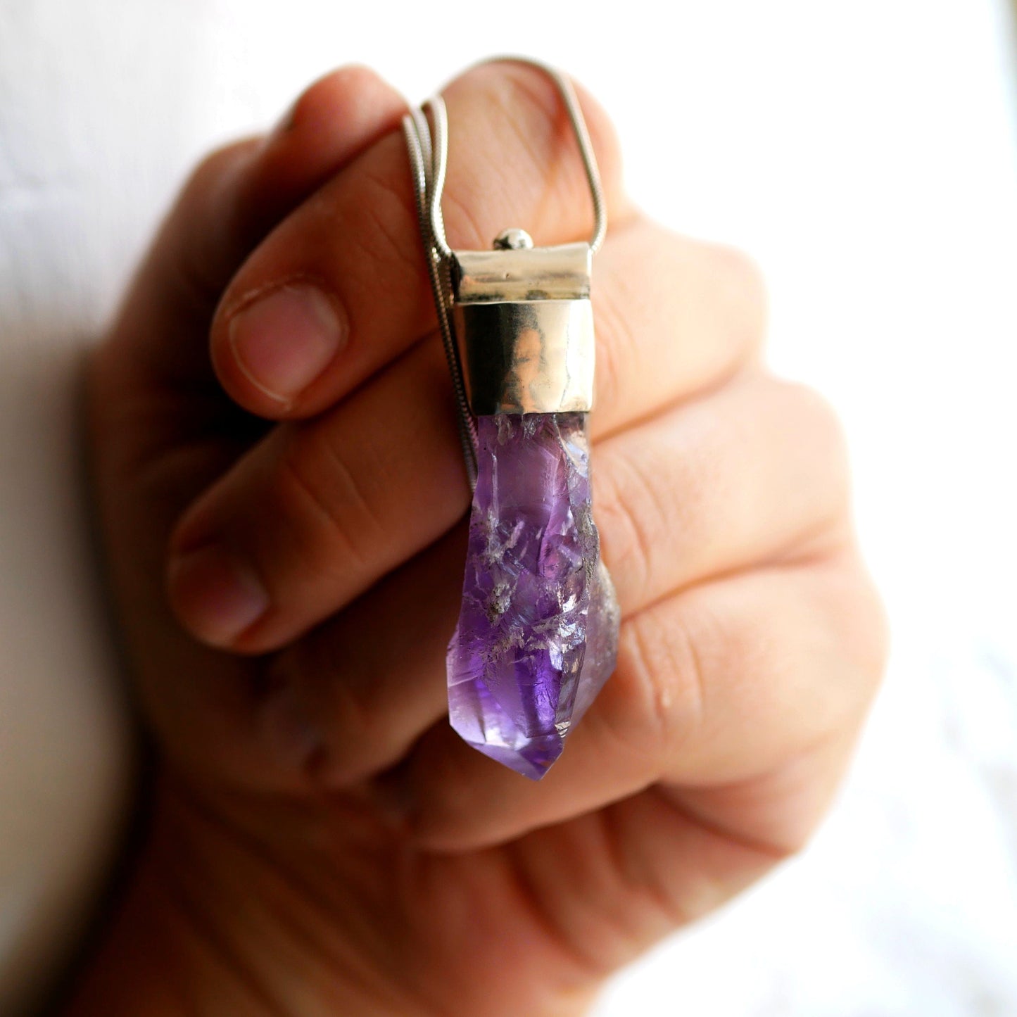 PENDENTIF ALTAÏ : Argent & Améthyste Thalisman