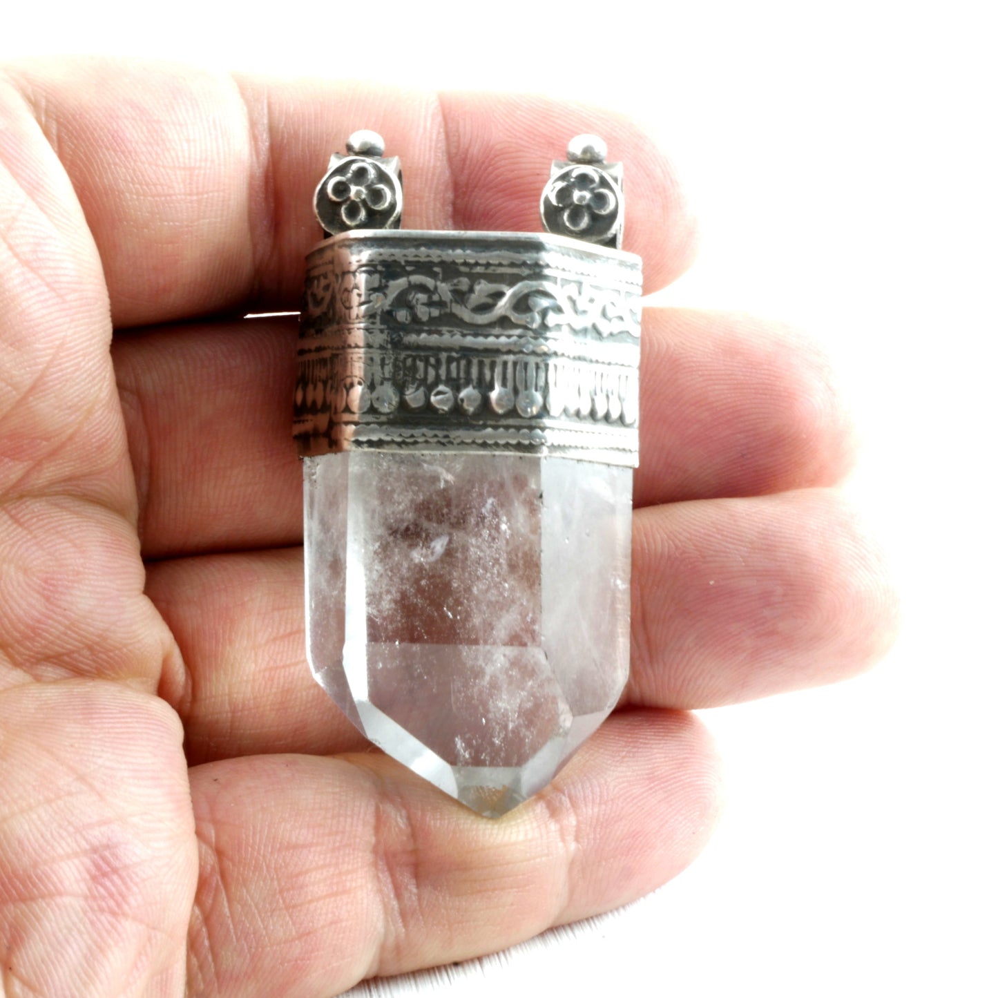 PENDENTIF KAILASA - Argent & Cristal de Roche Thalisman