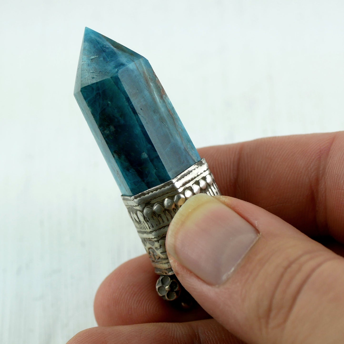 PENDENTIF KARAKORUM - Argent & Apatite Thalisman