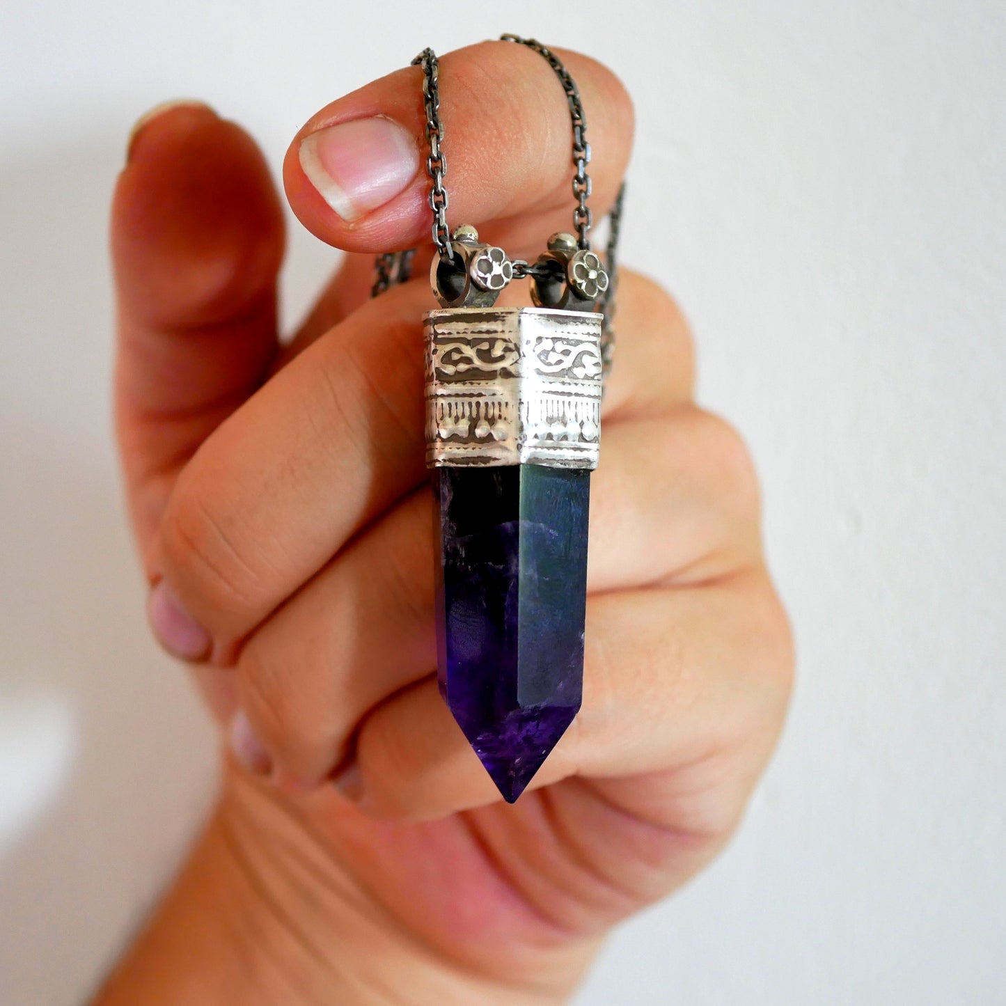 PENDENTIF MUZTAU - Argent & Améthyste Thalisman