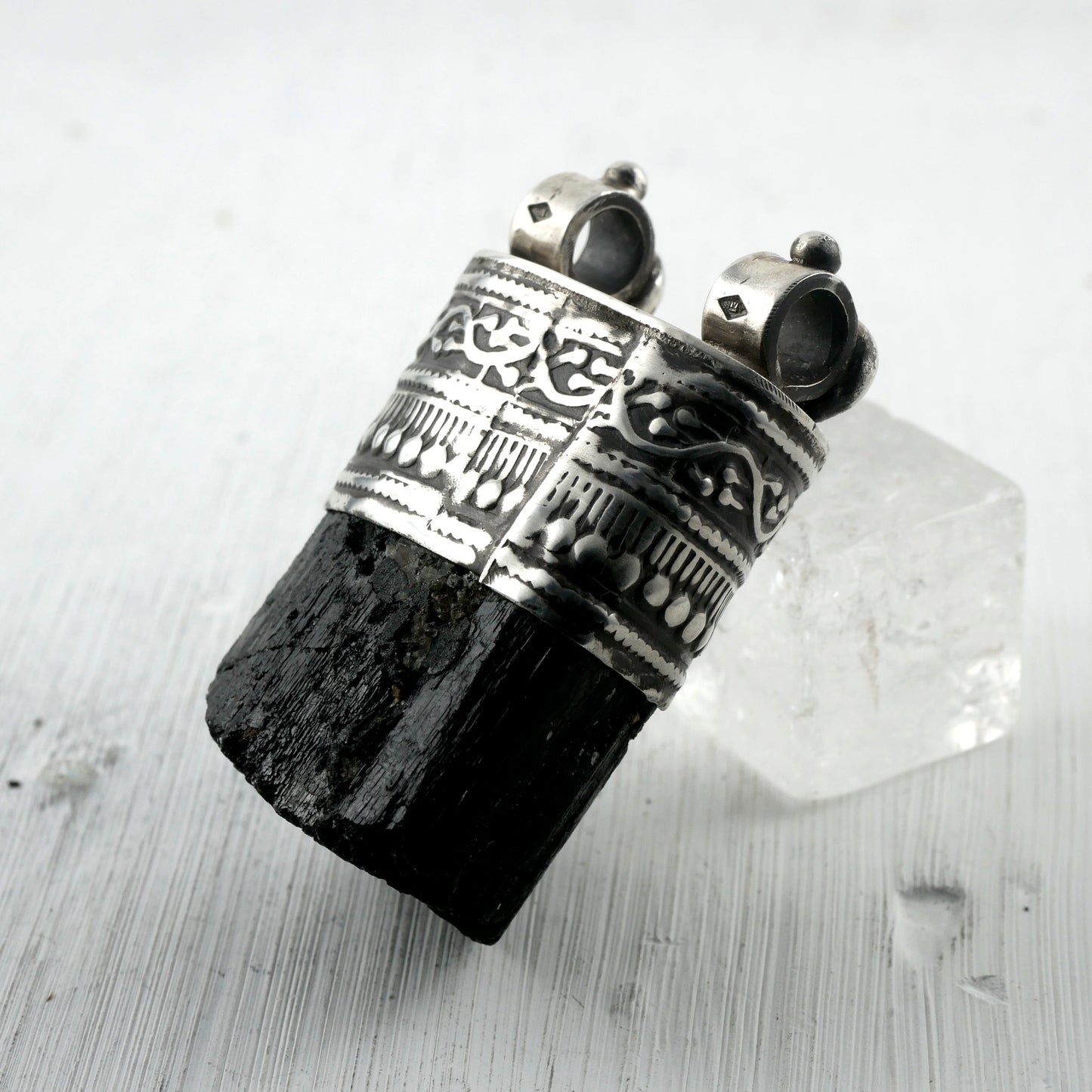 PENDENTIF NANGA - Argent & Tourmaline noire Thalisman