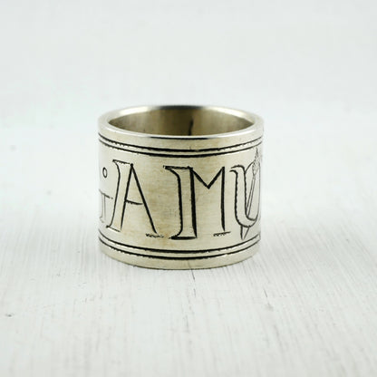 ANNEAU OMNIA VINCIT AMOR - Argent & Grenat