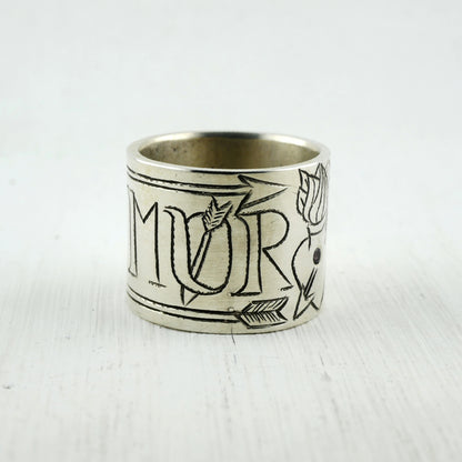 ANNEAU OMNIA VINCIT AMOR - Argent & Grenat