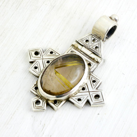 LALIBELA PENDANT - Sterling silver & Rutile quartz