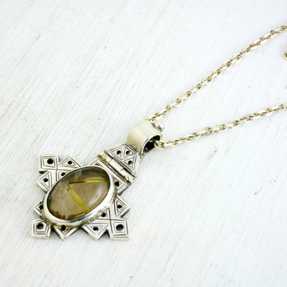 PENDENTIF LALIBELA - Argent 925 & Quartz rutile