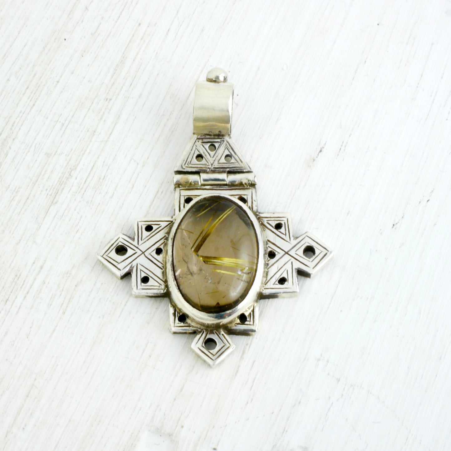 LALIBELA PENDANT - Sterling silver & Rutile quartz