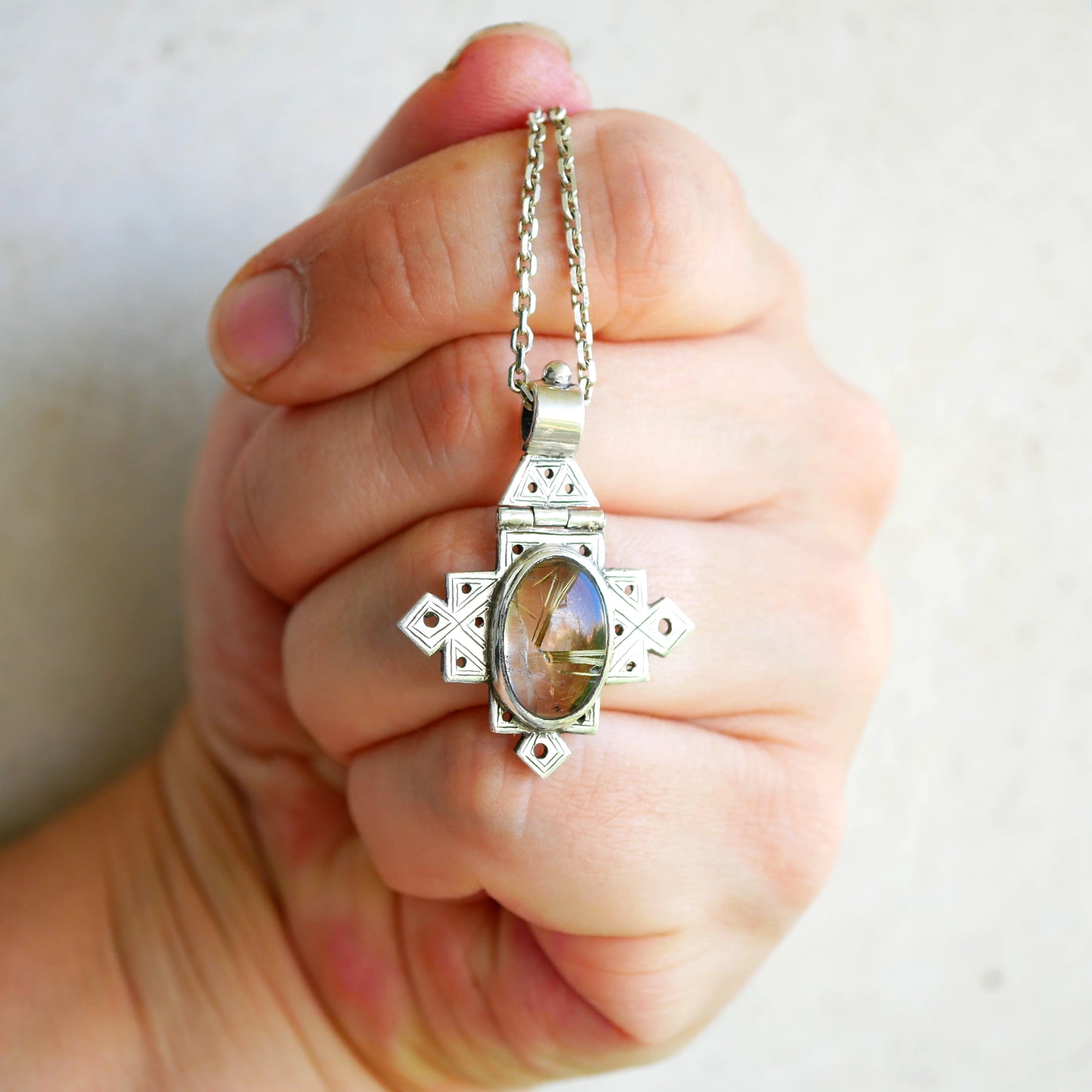 LALIBELA PENDANT - Sterling silver & Rutile quartz