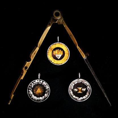 PENDENTIF TRINITAS - Argent 925, Feuille d'or & Verre