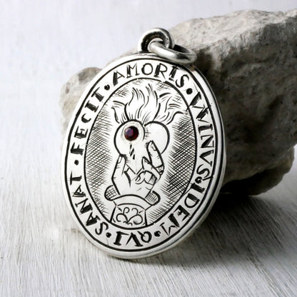 MEDAILLON AMORIS - Argent 925, Grenat