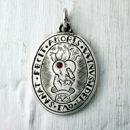 MEDAILLON AMORIS - Argent 925, Grenat