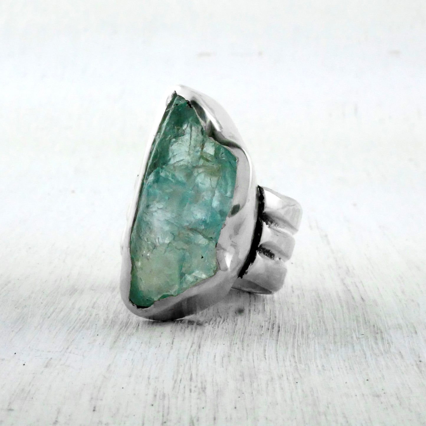BAGUE SANTORINI - Argent & Aigue Marine