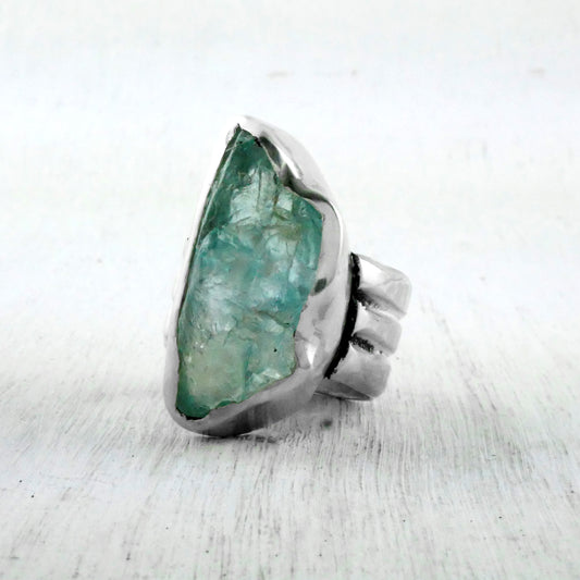 BAGUE SANTORINI - Argent & Aigue Marine