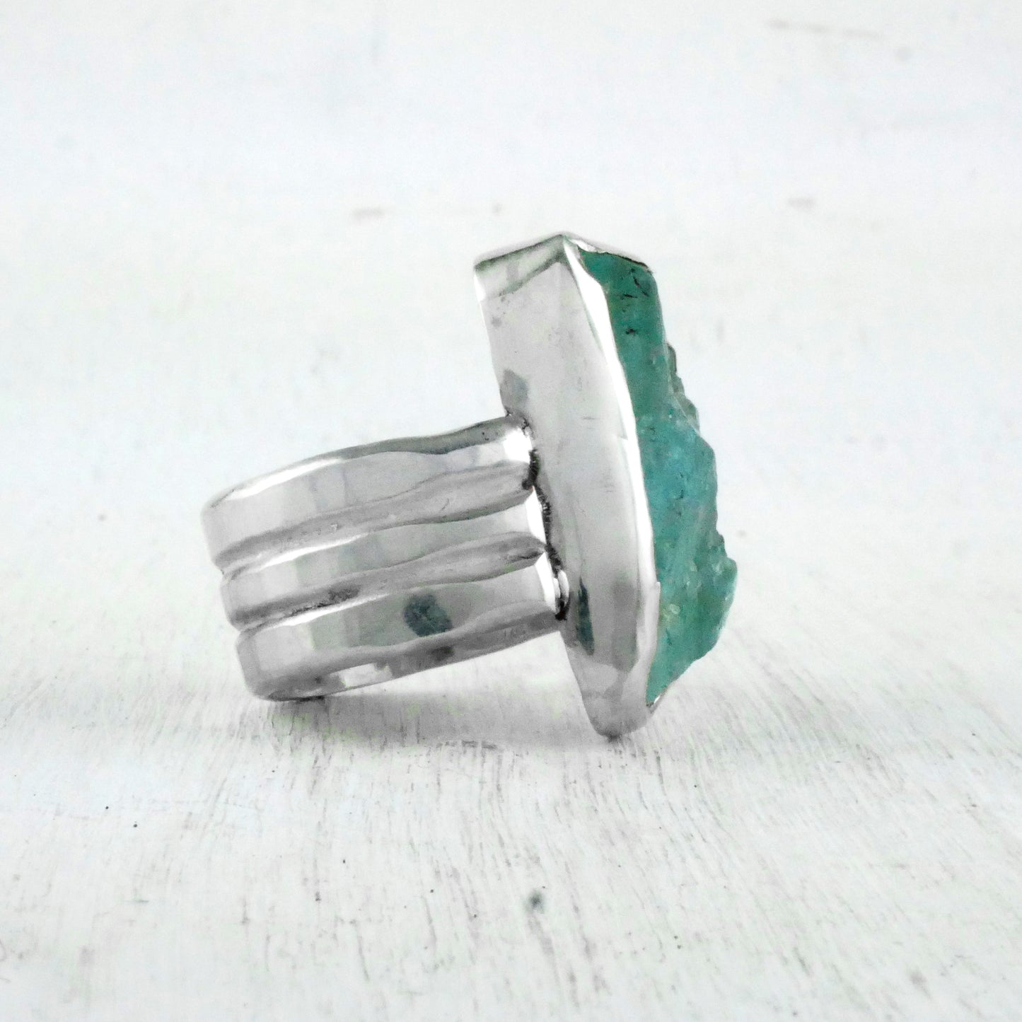 BAGUE SANTORINI - Argent & Aigue Marine