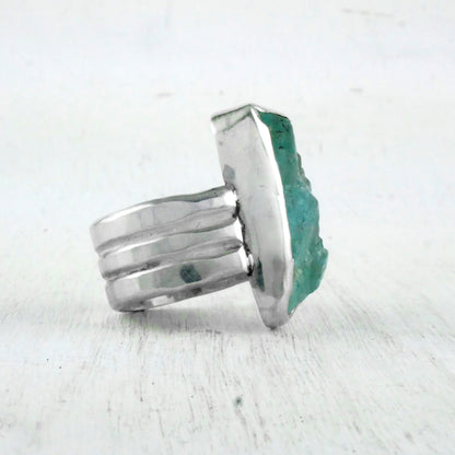 BAGUE SANTORINI - Argent & Aigue Marine