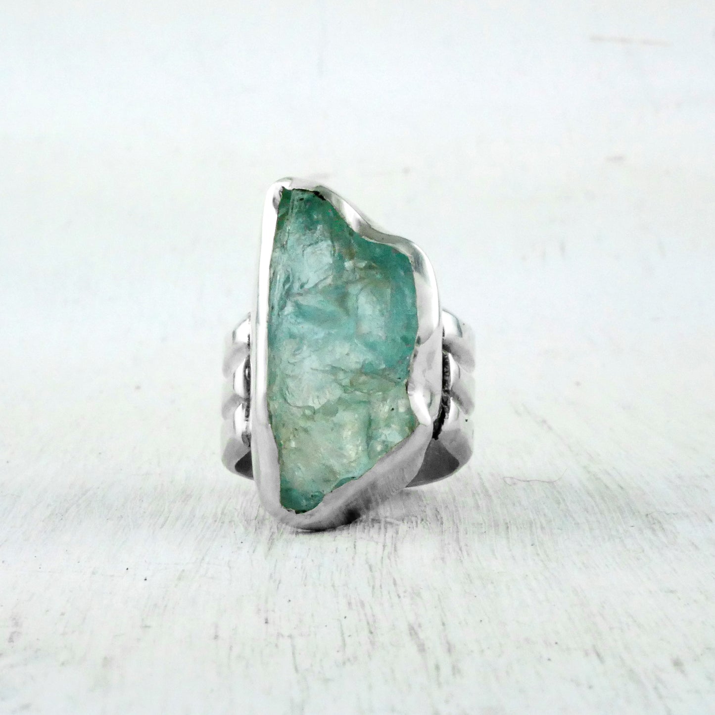 BAGUE SANTORINI - Argent & Aigue Marine