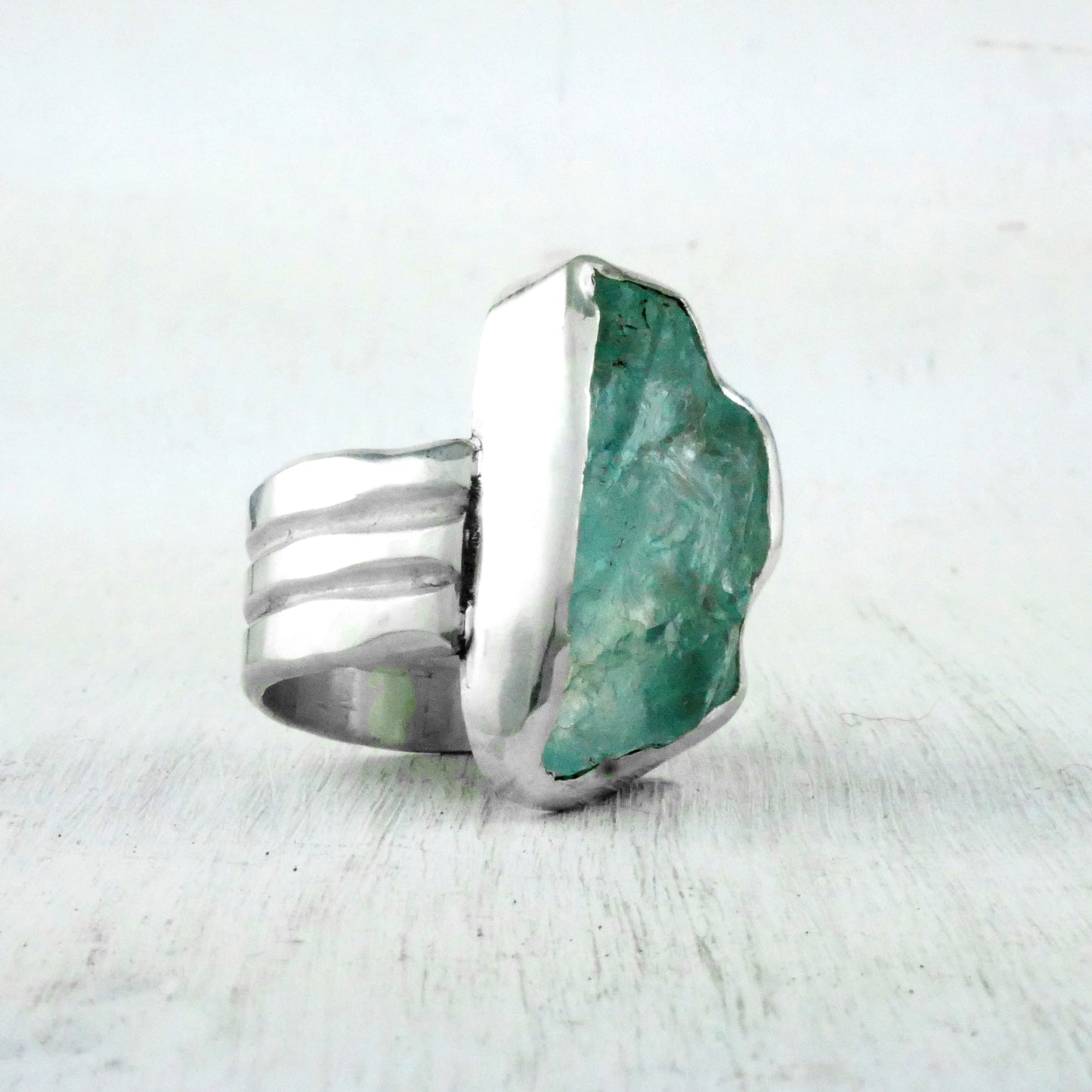 BAGUE SANTORINI - Argent & Aigue Marine