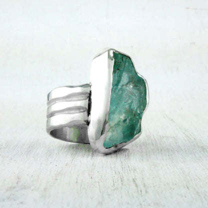 BAGUE SANTORINI - Argent & Aigue Marine