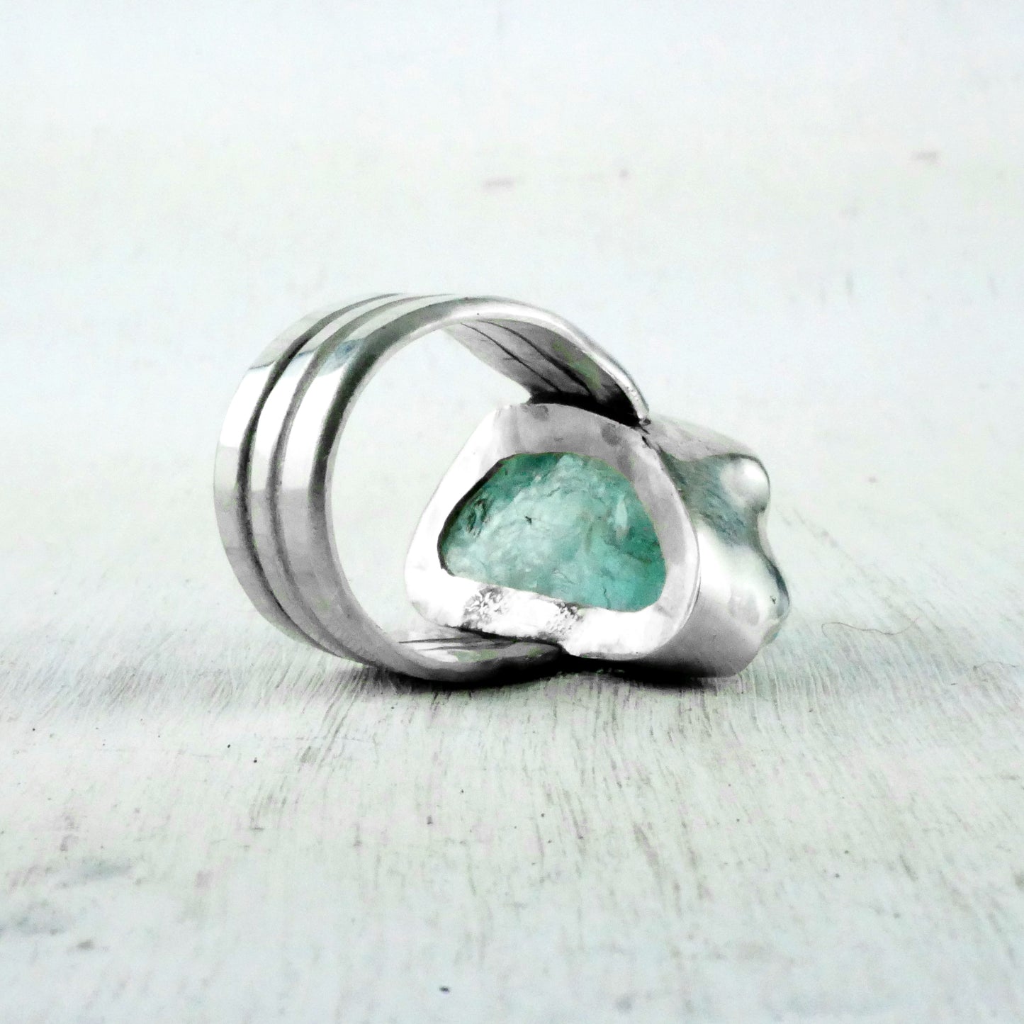 BAGUE SANTORINI - Argent & Aigue Marine