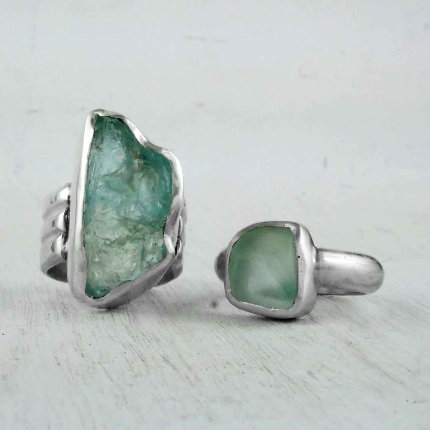 BAGUE SANTORINI - Argent & Aigue Marine