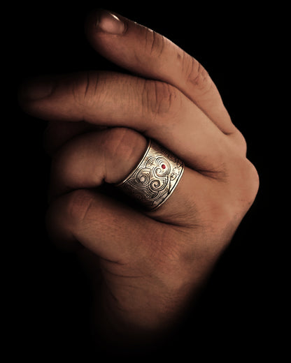 TAROT RING: DEATH X THE TOWER - Sterling Silver, Garnet