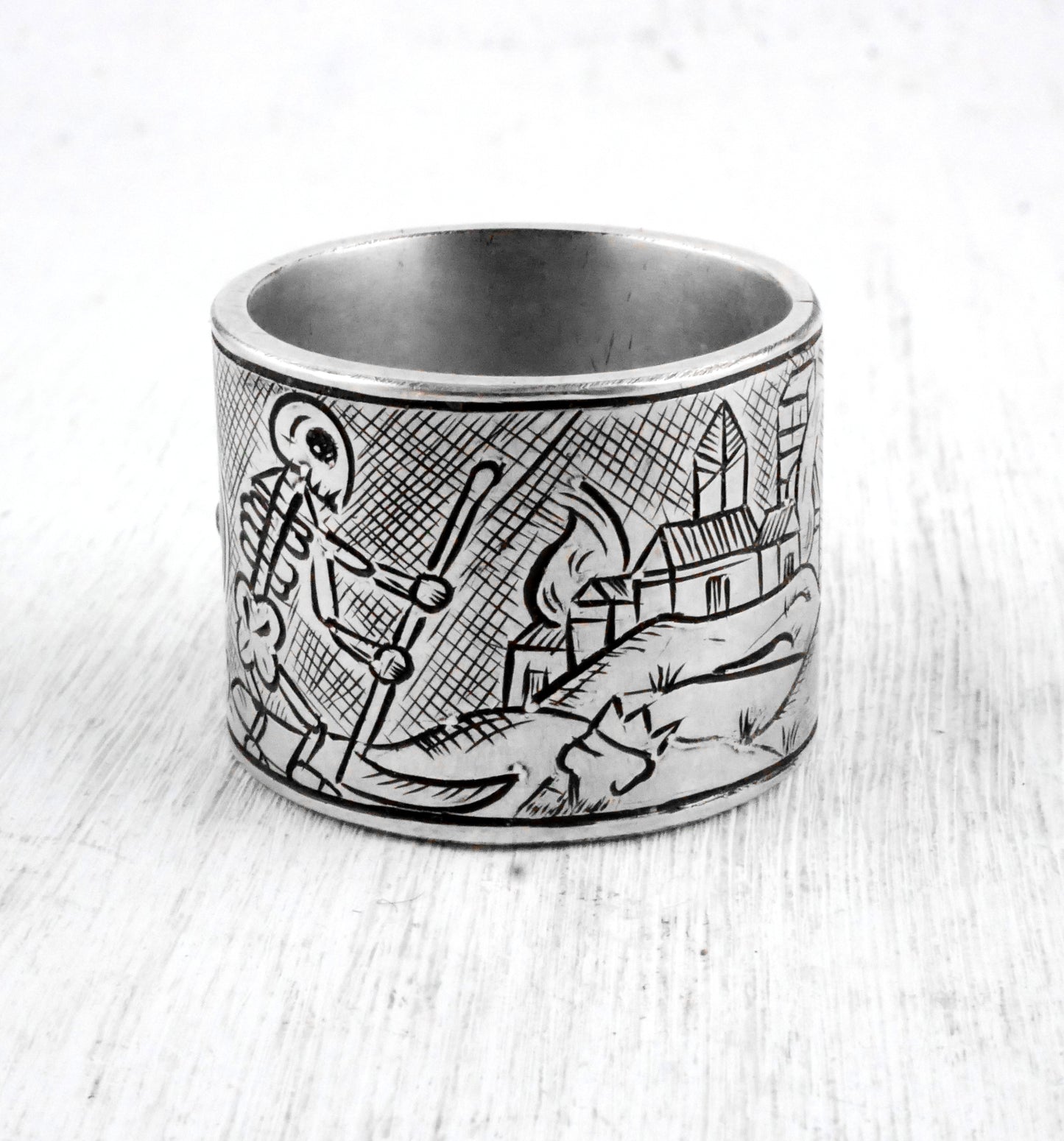 TAROT RING: DEATH X THE TOWER - Sterling Silver, Garnet