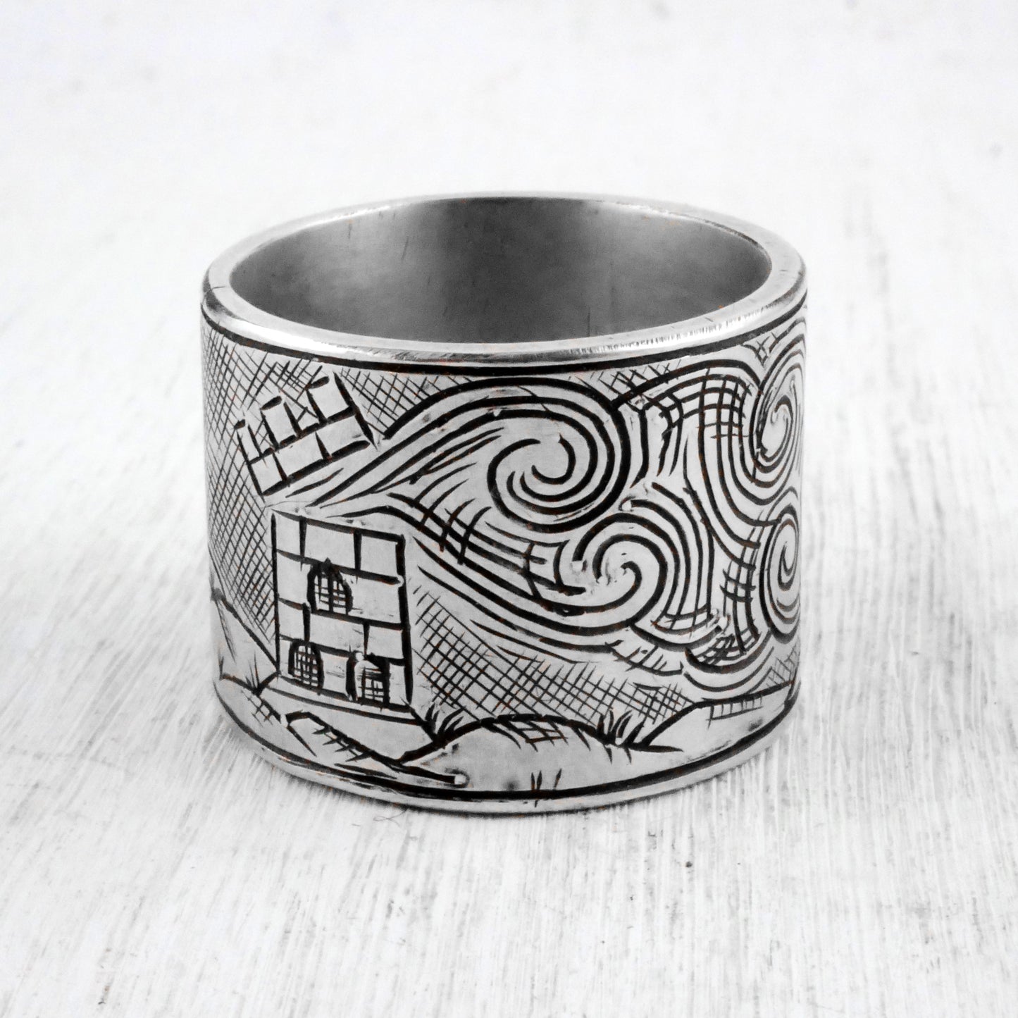 TAROT RING: DEATH X THE TOWER - Sterling Silver, Garnet