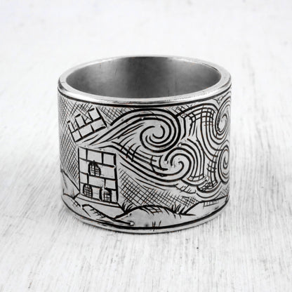 TAROT RING: DEATH X THE TOWER - Sterling Silver, Garnet