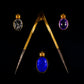 Amulettes scarabées en cristal lapis lazuli améthyste et or avec compas