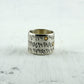 Bague en argent avec inscription en hébreux et point d'or 18k