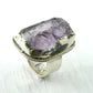 Bague améthyste brut et argent 925 et logo thalsiman