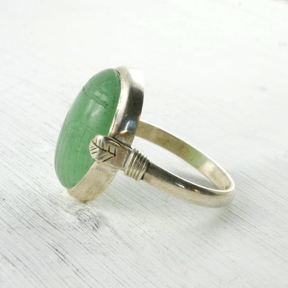 Bague Scarabée en Aventurine & Argent 925 de coté Thalisman 