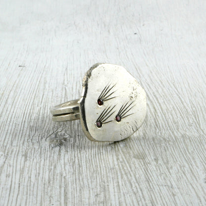 bague étoile filante argent et grenat