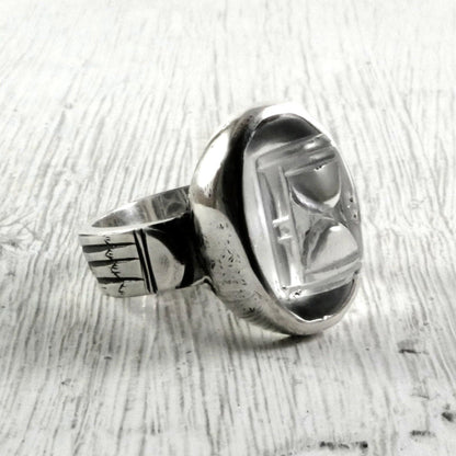 Bague argent et sablier en cristal