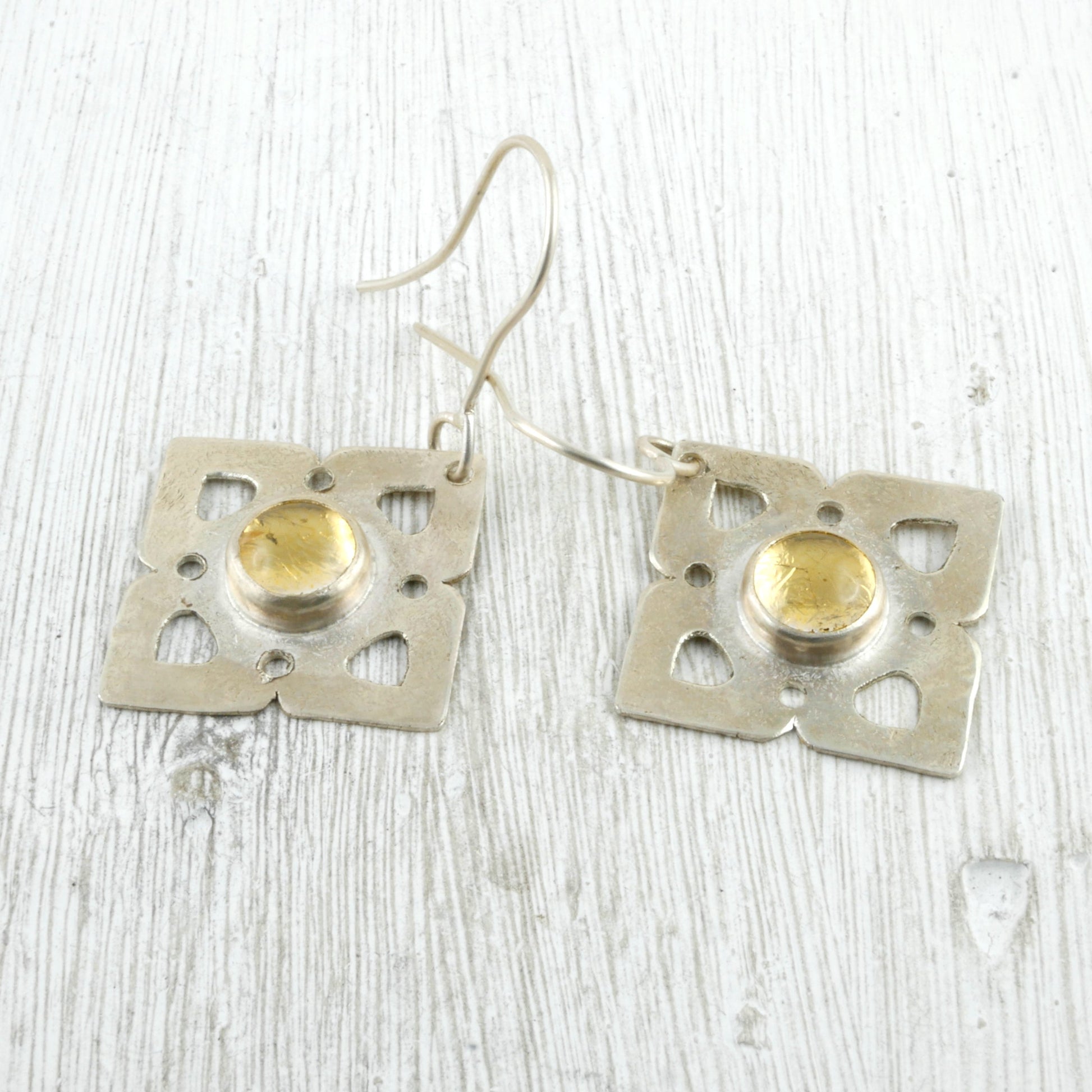 BOUCLES D'OREILLLES EOS - Argent 925, Cristal & Feuille d'Or Boucles d'oreilles Thalisman 