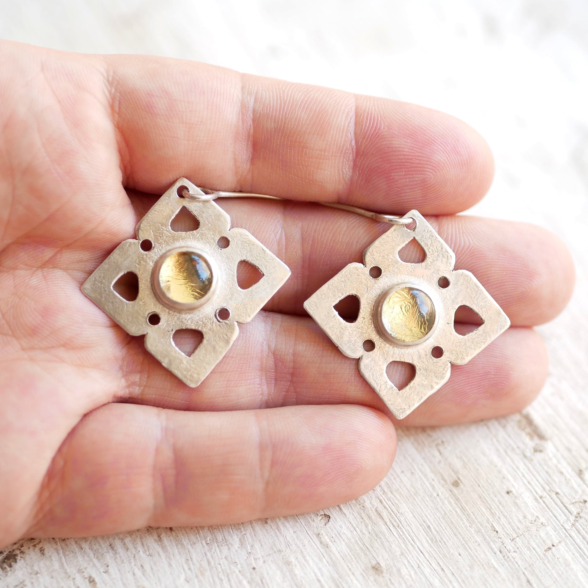 BOUCLES D'OREILLLES EOS - Argent 925, Cristal & Feuille d'Or Boucles d'oreilles Thalisman 
