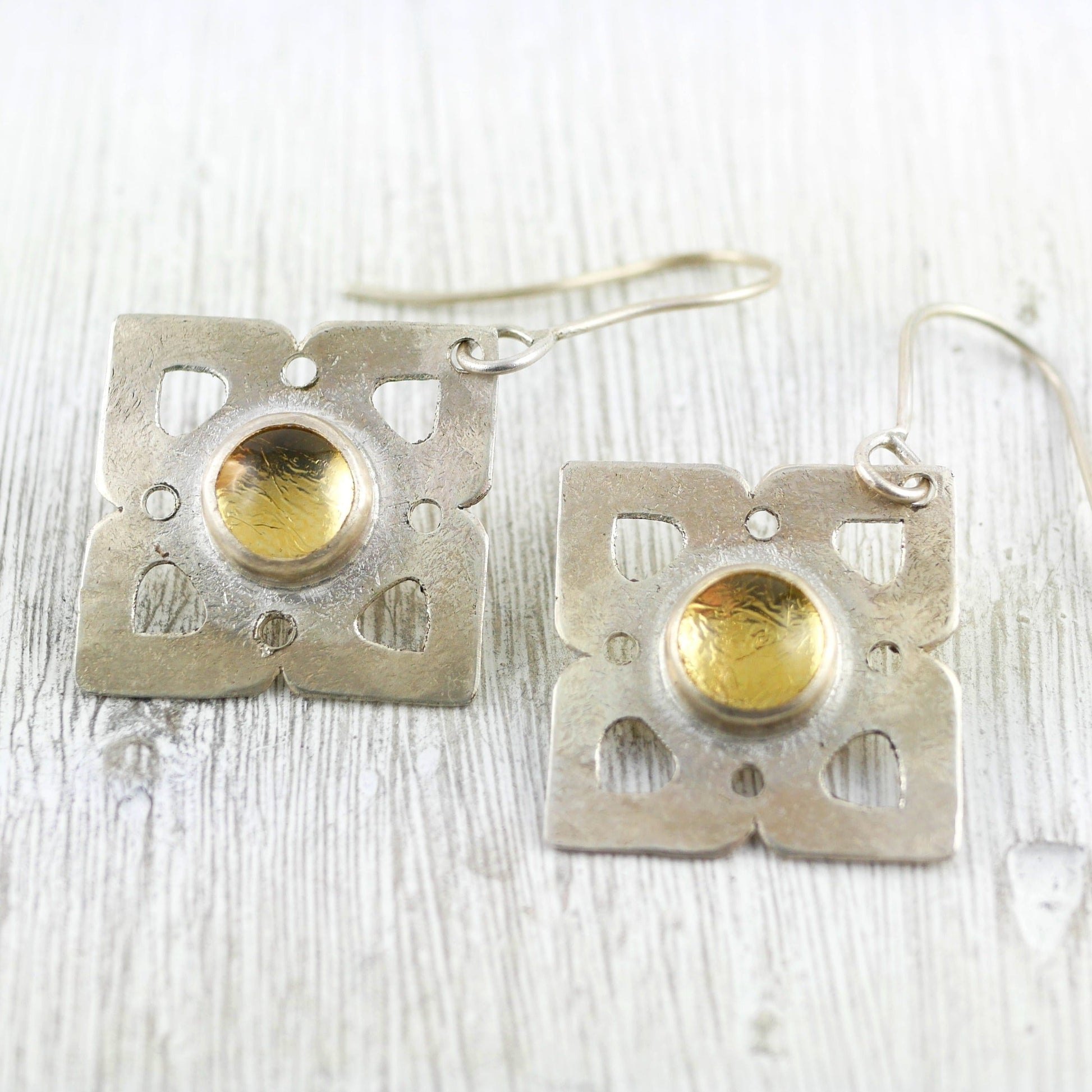 BOUCLES D'OREILLLES EOS - Argent 925, Cristal & Feuille d'Or Boucles d'oreilles Thalisman 